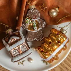 Lot de 3 suspensions en verre (H11 cm) Délices de Noël