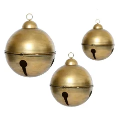 Lot de 3 Suspensions Géantes de Noël en métal (D52-42-31 cm) Grisons Or vieilli