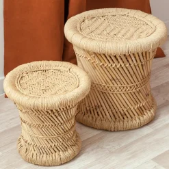 Lot de 2 tables d'appoint (H38-H30 cm) Corde naturelle Beige