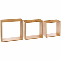 Lot de 3 étagères bambou (H15-20-25 cm) Cube Fixy Naturel