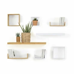 Lot de 3 étagères bambou (H15-20-25 cm) Cube Fixy Naturel