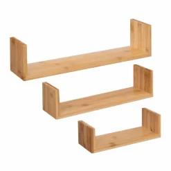Lot de 3 étagères bambou (L22-32-42 cm) Fixy Naturel