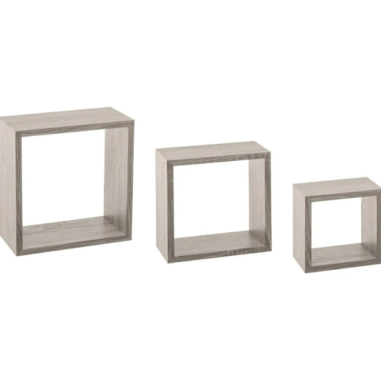 Lot de 3 étagères bois (H15-20-25 cm) Cube Gris