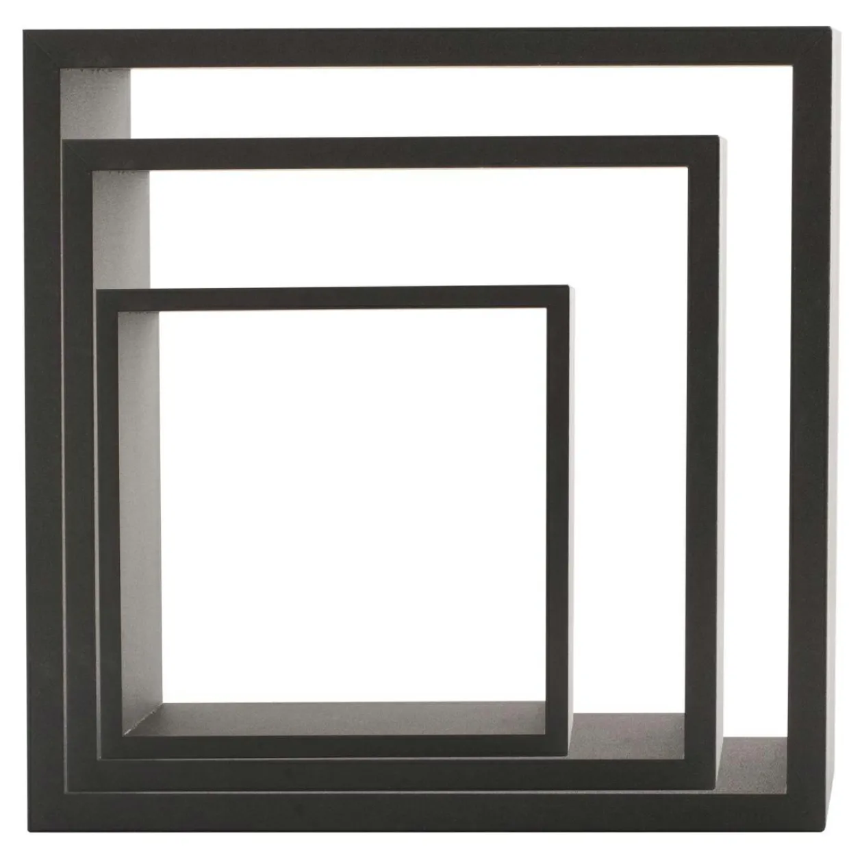 Lot de 3 étagères bois (H15-20-25 cm) Cube Noir