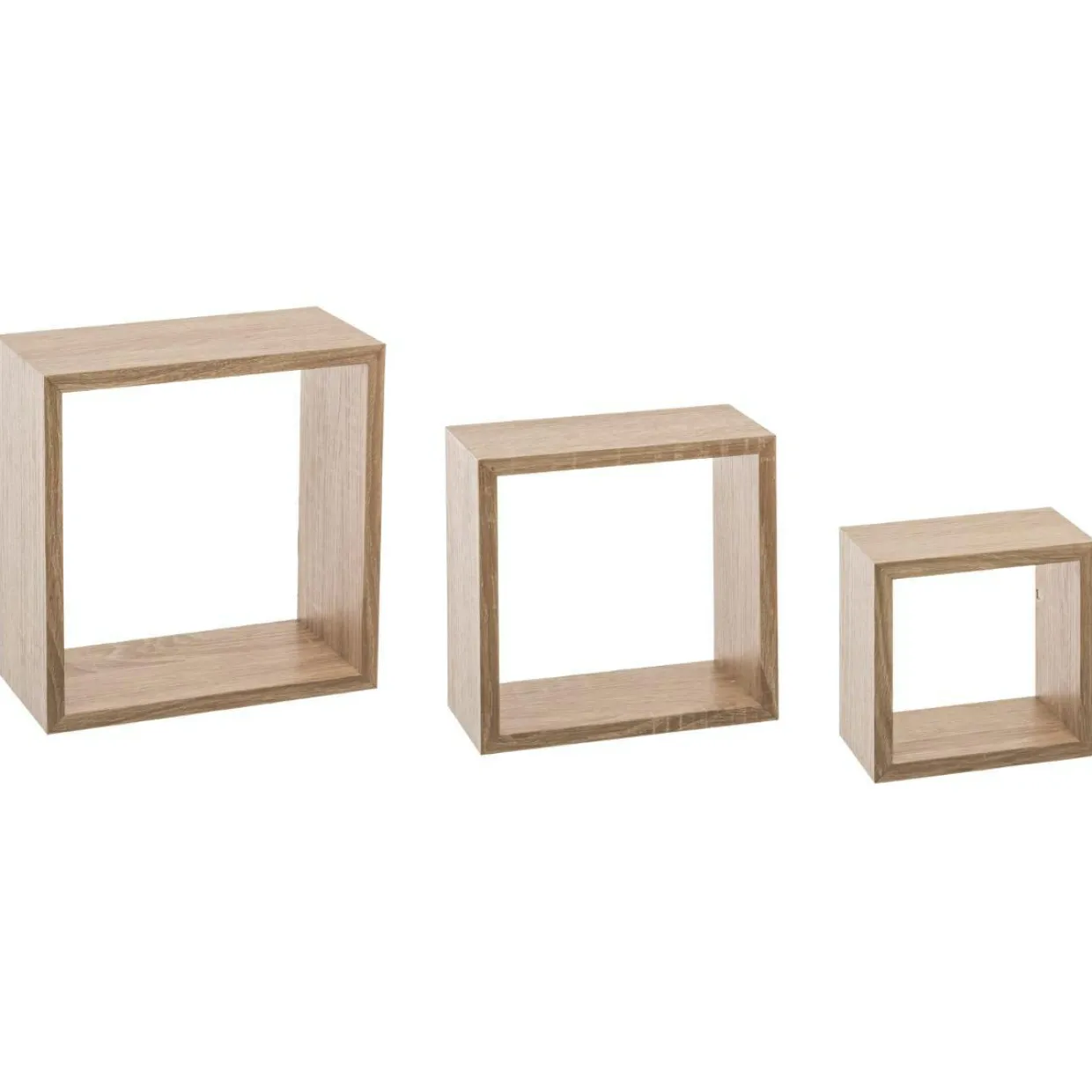 Lot de 3 étagères bois (H15-20-25 cm) Cube Naturel