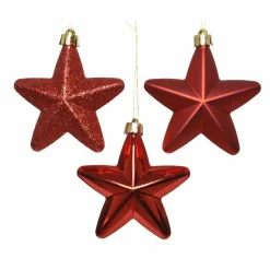 Lot de 6 étoiles de Noël à  suspendre (H7 cm) Alpine Rouge