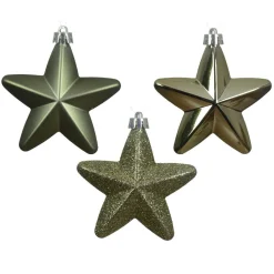 Lot de 6 étoiles de Noël à suspendre (H7 cm) Alpine Vert romarin