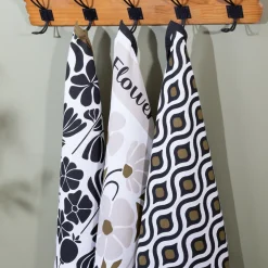 Lot de 3 torchons coton (45 x 70 cm) Twist Noir