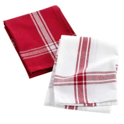 Lot de 2 torchons coton recyclé Cuisiline Bordeaux