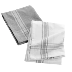 Lot de 2 torchons coton recyclé Cuisiline Gris chiné