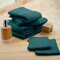 Lot de serviettes de bain 50x90 cm x2 + serviettes 70x130cm x2 + gants de toilette x2 Elegance Bleu