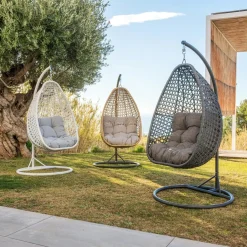 Loveuse suspendue en résine tressée Coral Gris anthracite