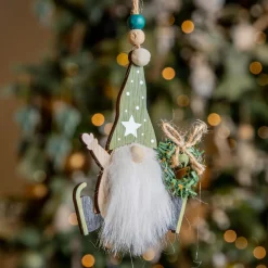 Lutin de Noël à suspendre (H11 cm) Ma couronne Vert