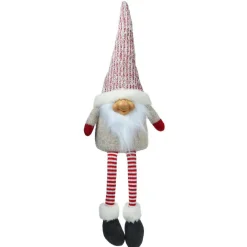 Lutin de Noël fait main (H60 cm) Rieur et barbe blanche