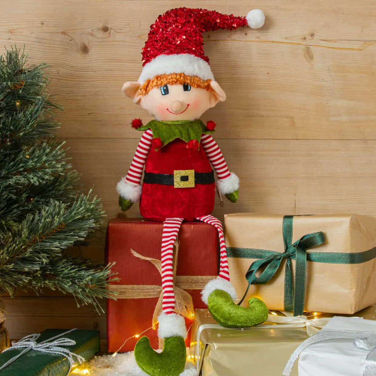 Lutin farceur à asseoir (H57 cm) Pipo en Père Noël