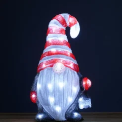 Lutin lumineux solaire 40 LED (H39 cm) Lanterne de nuit Blanc froid