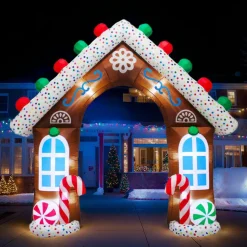 Maison pain d'épice gonflable et lumineuse (H270 cm) Le Chalet des Douceurs Multicolore