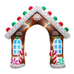 Maison pain d'épice gonflable et lumineuse (H270 cm) Le Chalet des Douceurs Multicolore