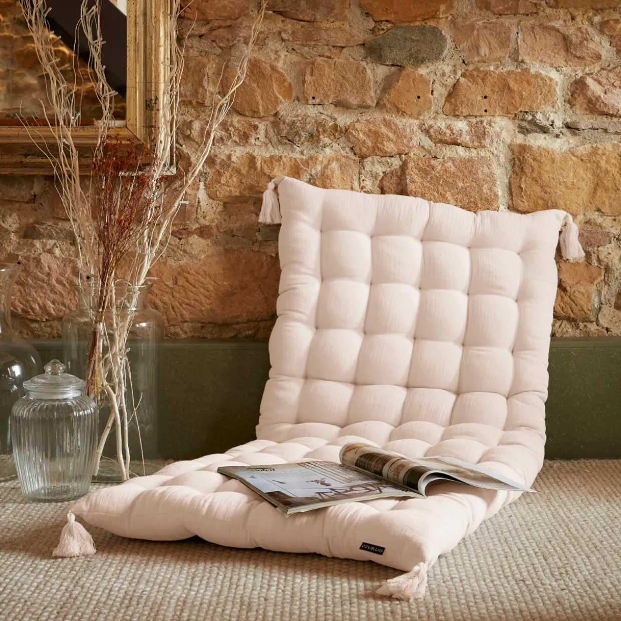 Matelas de sol gaze de coton (60 x 120 cm) Gaïa Rose poudré