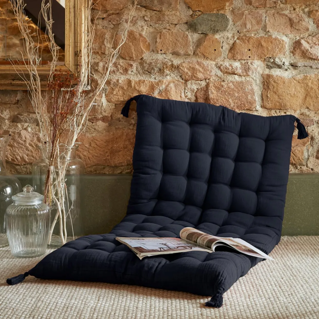 Matelas de sol gaze de coton (60 x 120 cm) Gaïa Bleu nuit