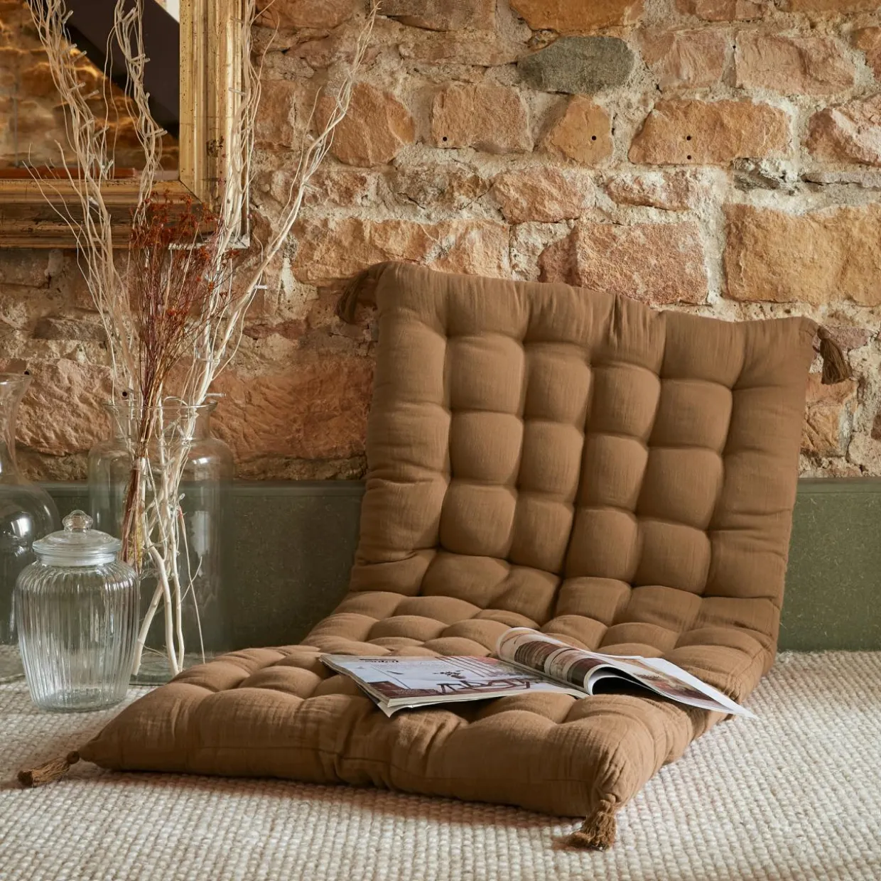 Matelas de sol gaze de coton (60 x 120 cm) Gaïa Camel