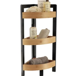 Meuble d'angle 3 étagères bambou (23 x H61 cm) Harmonie Noir