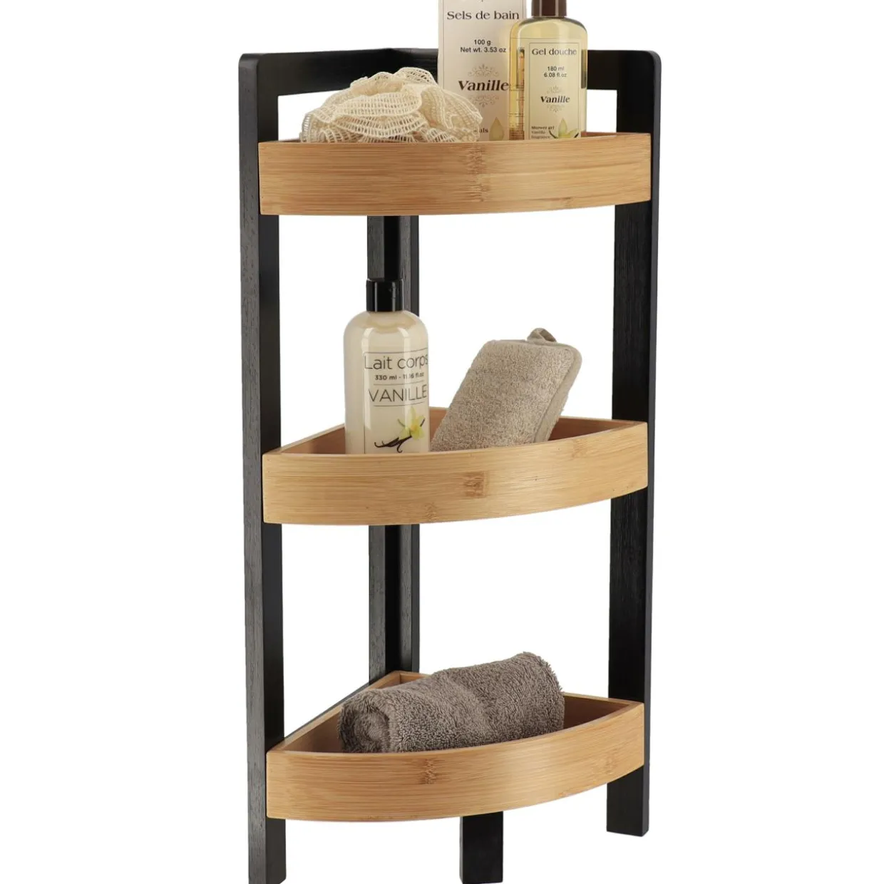 Meuble d'angle 3 étagères bambou (23 x H61 cm) Harmonie Noir