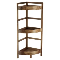 Meuble d'angle 3 étagères bois acacia (29 x H86 cm) Lina marron