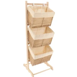 Meuble de rangement 3 paniers inclinés (H102 cm) Paulownia Beige