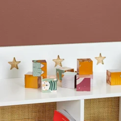 Meuble de rangement enfant bois 4 niches (H86 cm) Stars Blanc