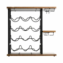 Meuble range-bouteilles industriel 12 emplacements et porte-verres (H50 cm) Arthur Noir