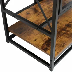 Meuble range-bouteilles industriel 12 emplacements et porte-verres (H86 cm) Louis Marron