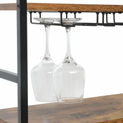 Meuble range-bouteilles industriel 18 emplacements et porte-verres (H100 cm) Hugo Marron