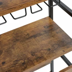 Meuble range-bouteilles industriel 18 emplacements et porte-verres (H100 cm) Hugo Marron