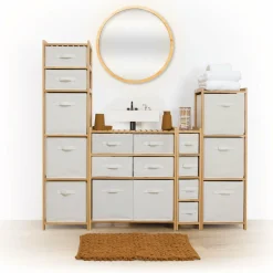 Meuble rangement paniers 6 niveaux (66 x H78.5 cm) Tidy box Ecru