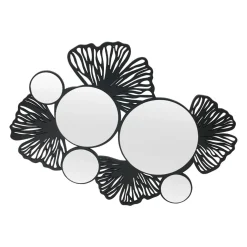Miroir et décoration murale en bois (77 cm) Ginkgo Noir