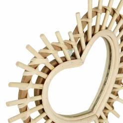 Miroir mural en bambou (H22 cm) Coeur Naturel