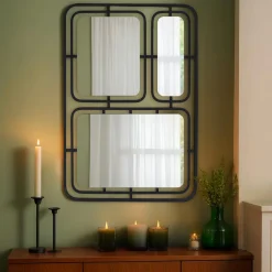 Miroir mural en métal (H80 cm) Reflet Métallique Noir