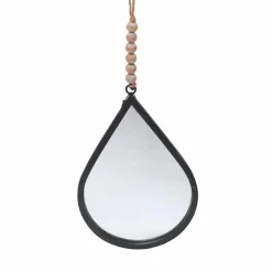 Miroir mural en métal (H37 cm) Goutte d'eau Noir