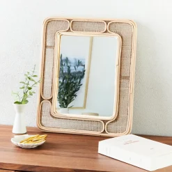 Miroir mural rectangulaire en rotin (H39 cm) Dalila Naturel