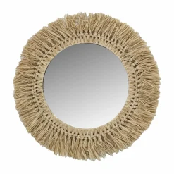 Miroir mural rond en fibres naturelles (D50 cm) Makira Beige