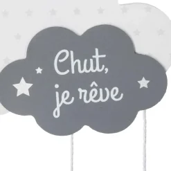 Mobile bébé bois et coton (H57.5 cm) Nuage Gris