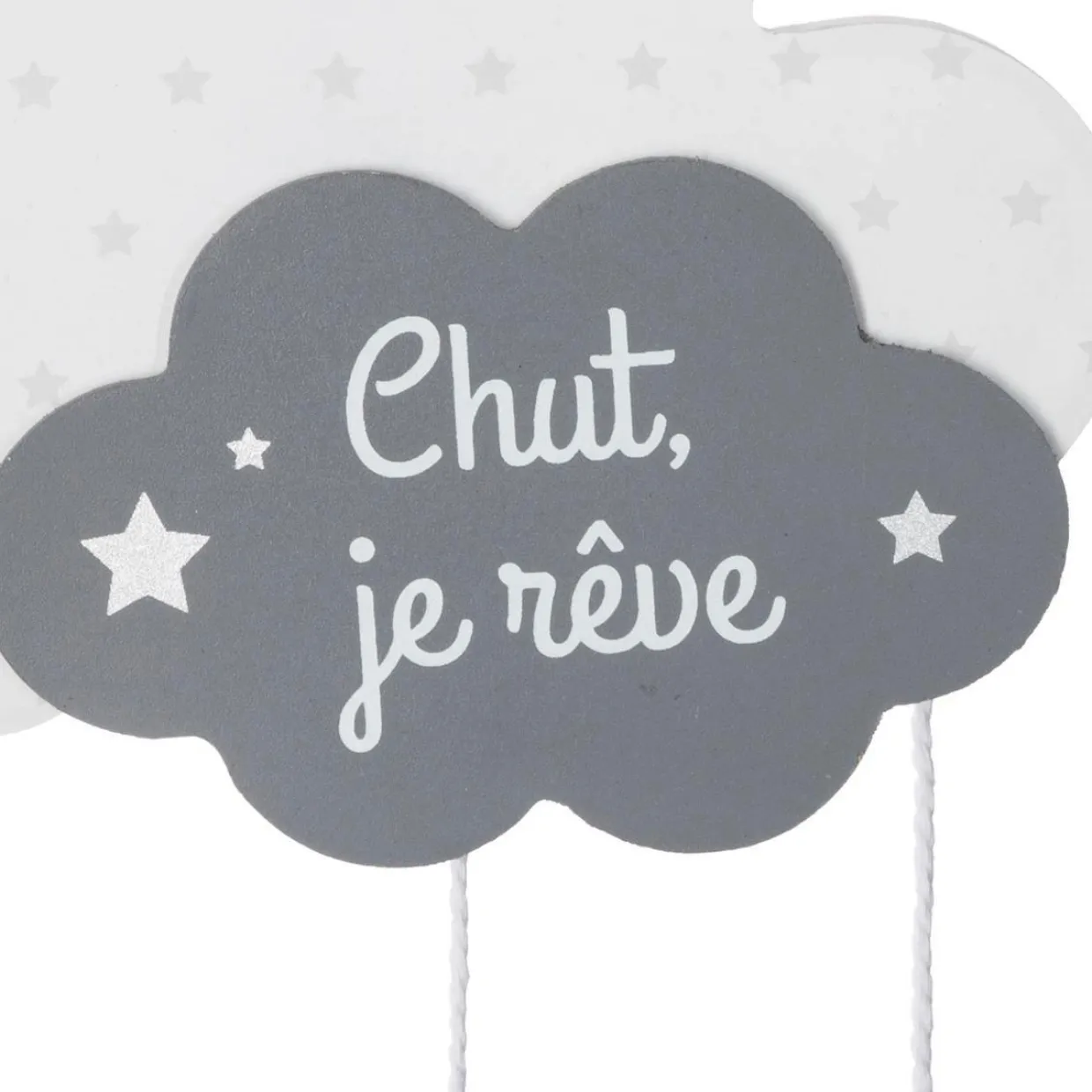 Mobile bébé bois et coton (H57.5 cm) Nuage Gris