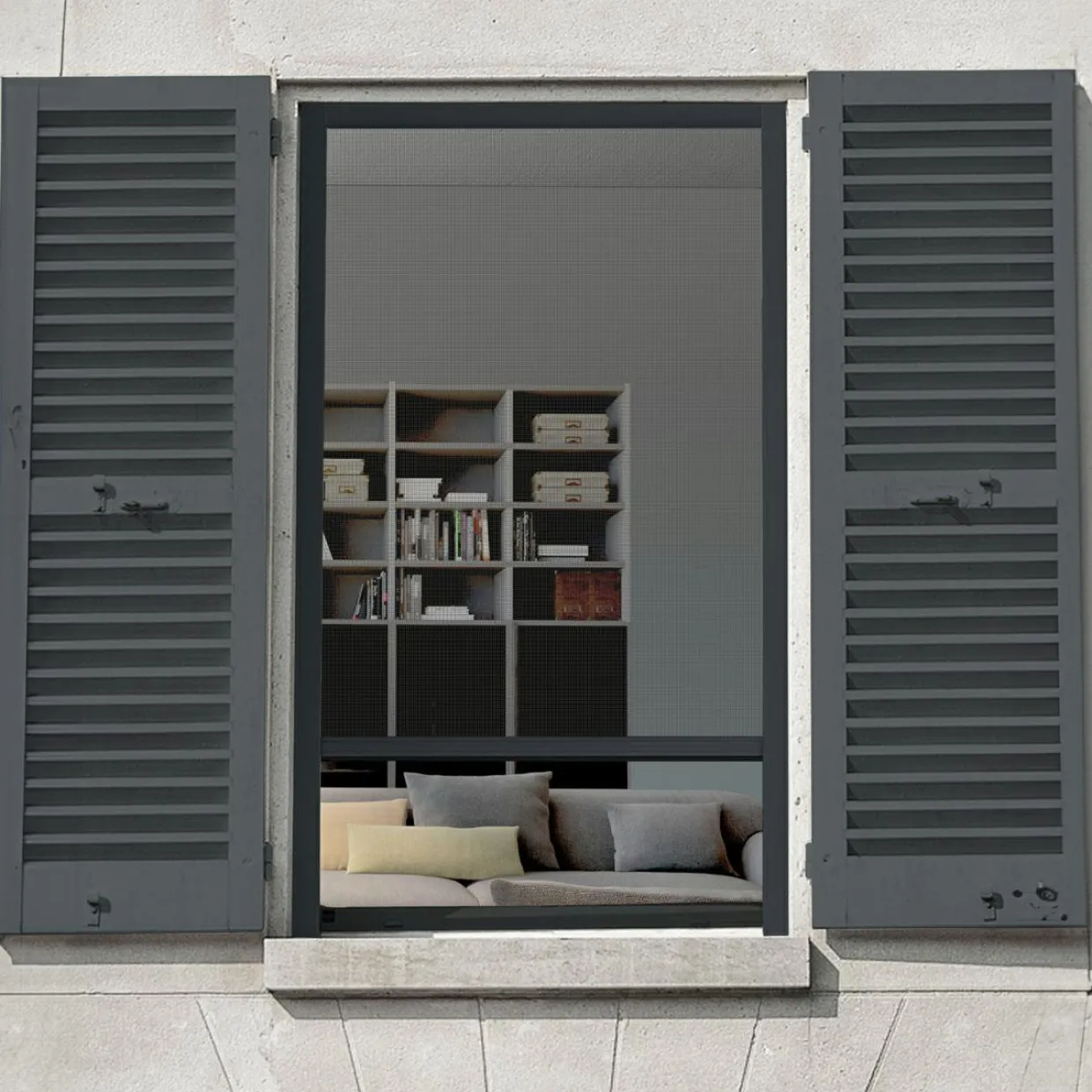 Moustiquaire fenêtre enroulable à châssis recoupable (130 x 160 cm) Moustyk Gris