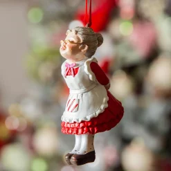 Mère Noël à suspendre (H10 cm) Christmas Rouge et blanc