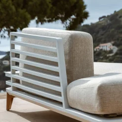 Méridienne de jardin en aluminium Monte Carlo Blanc et taupe