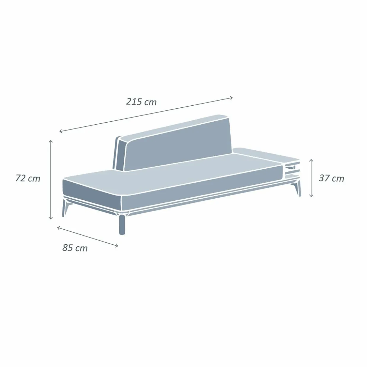 Méridienne de jardin en aluminium Monte Carlo Blanc et taupe