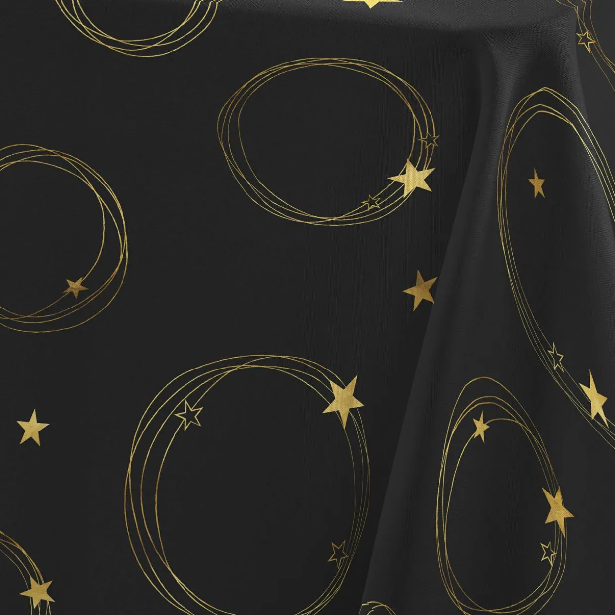Nappe de Noël rectangulaire (150 x 240 cm) Star Noir et Or