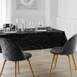 Nappe de Noël rectangulaire (140 x 240 cm) Astrelia Noir et argent