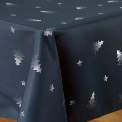 Nappe de Noël rectangulaire (150 x 300 cm) Sapin métallisé Bleu
